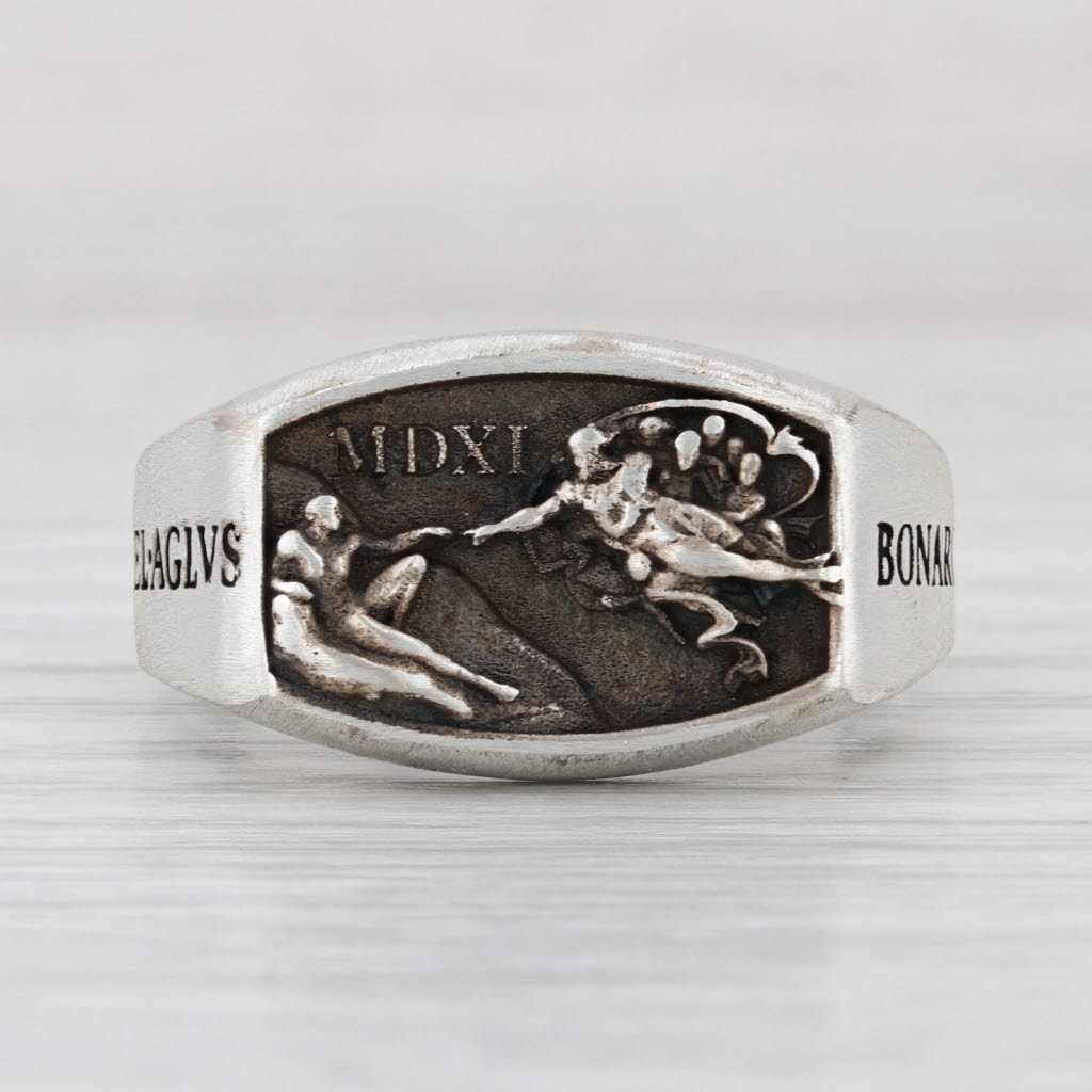 Michelangelo's Creation of Adam Ring Sterling Silver Michael Aglvs Bonarotvs