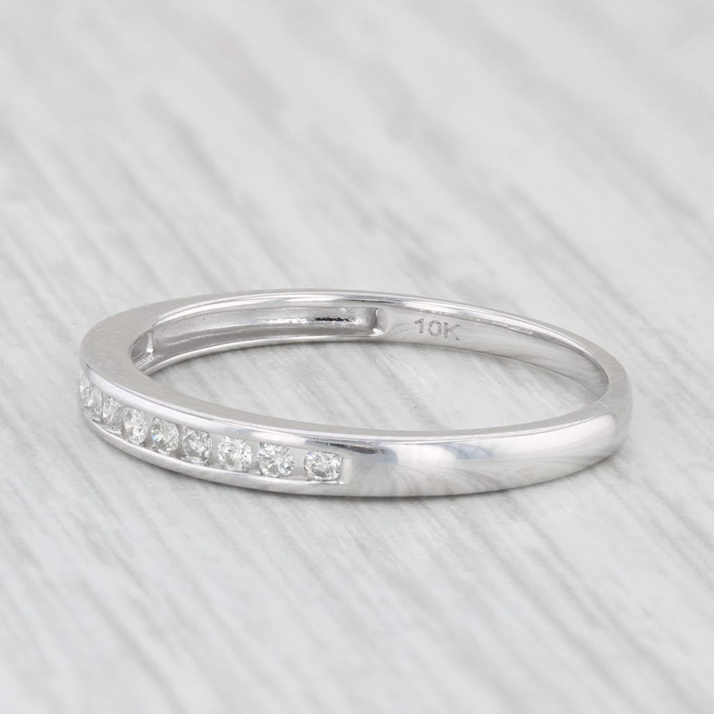 Light Gray 0.15ctw Diamond Wedding Band 10k White Gold Size 6.75 Stackable Ring
