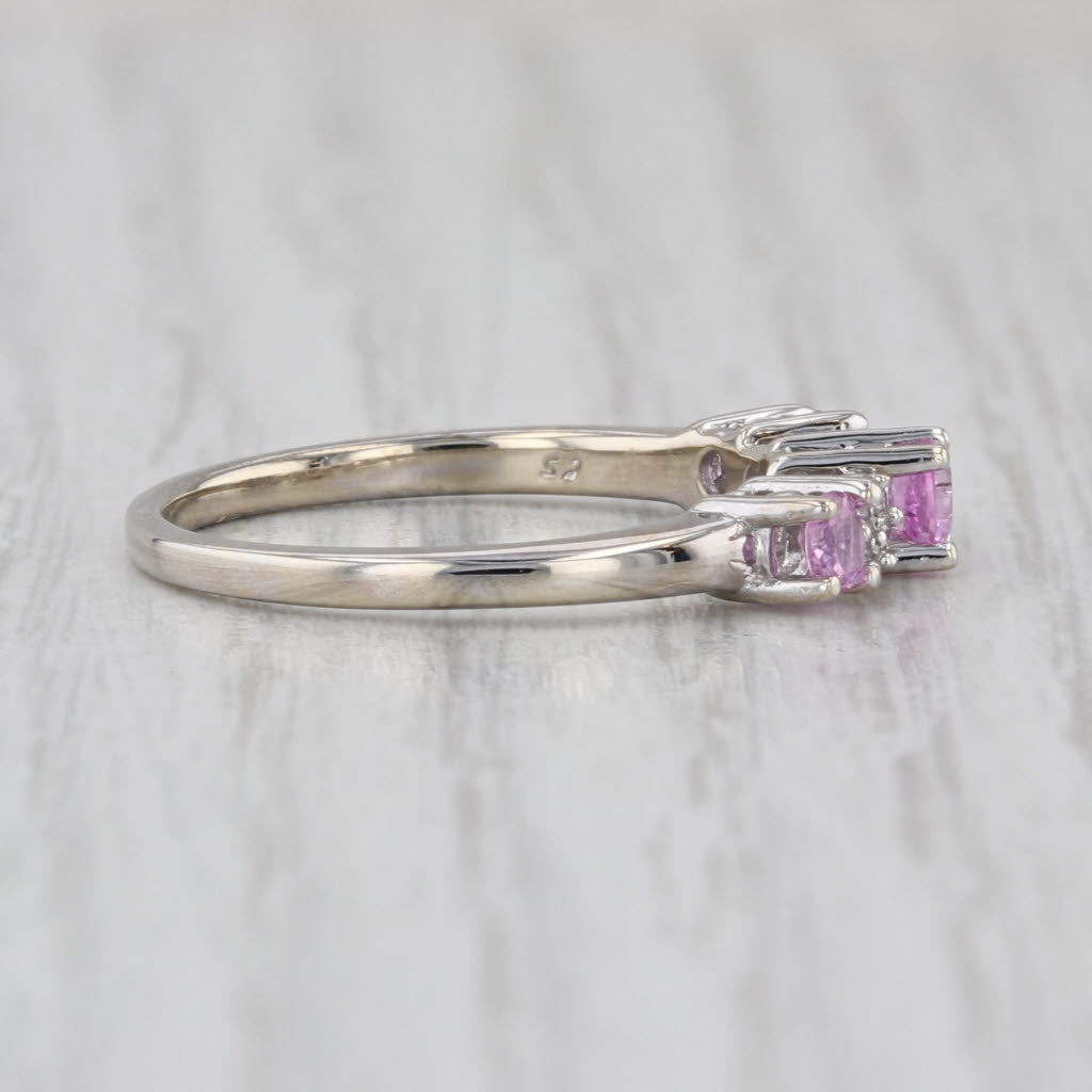 0.59ctw Pink Sapphire Diamond Ring 14k White Gold Size 7 Stackable