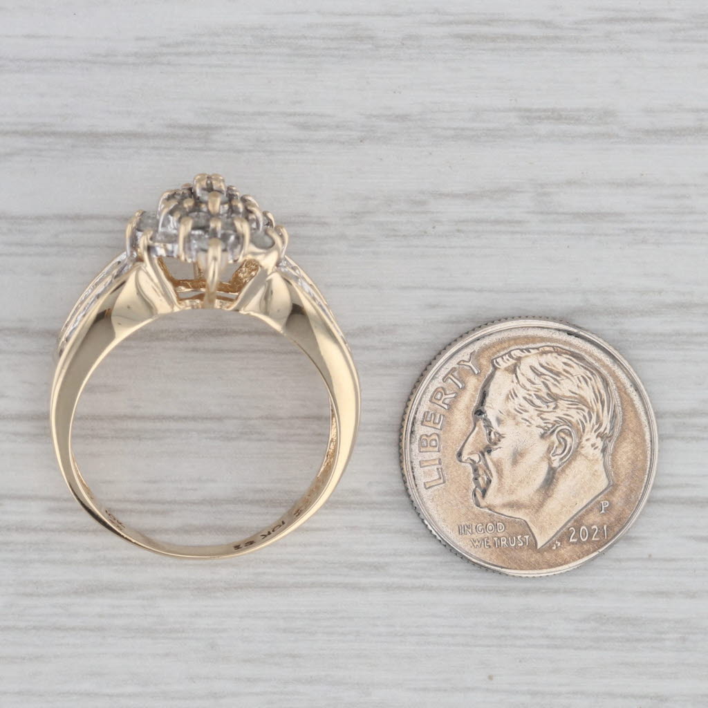 Gray 0.80ctw Diamond Cluster Ring 10k Yellow Gold Size 7.25