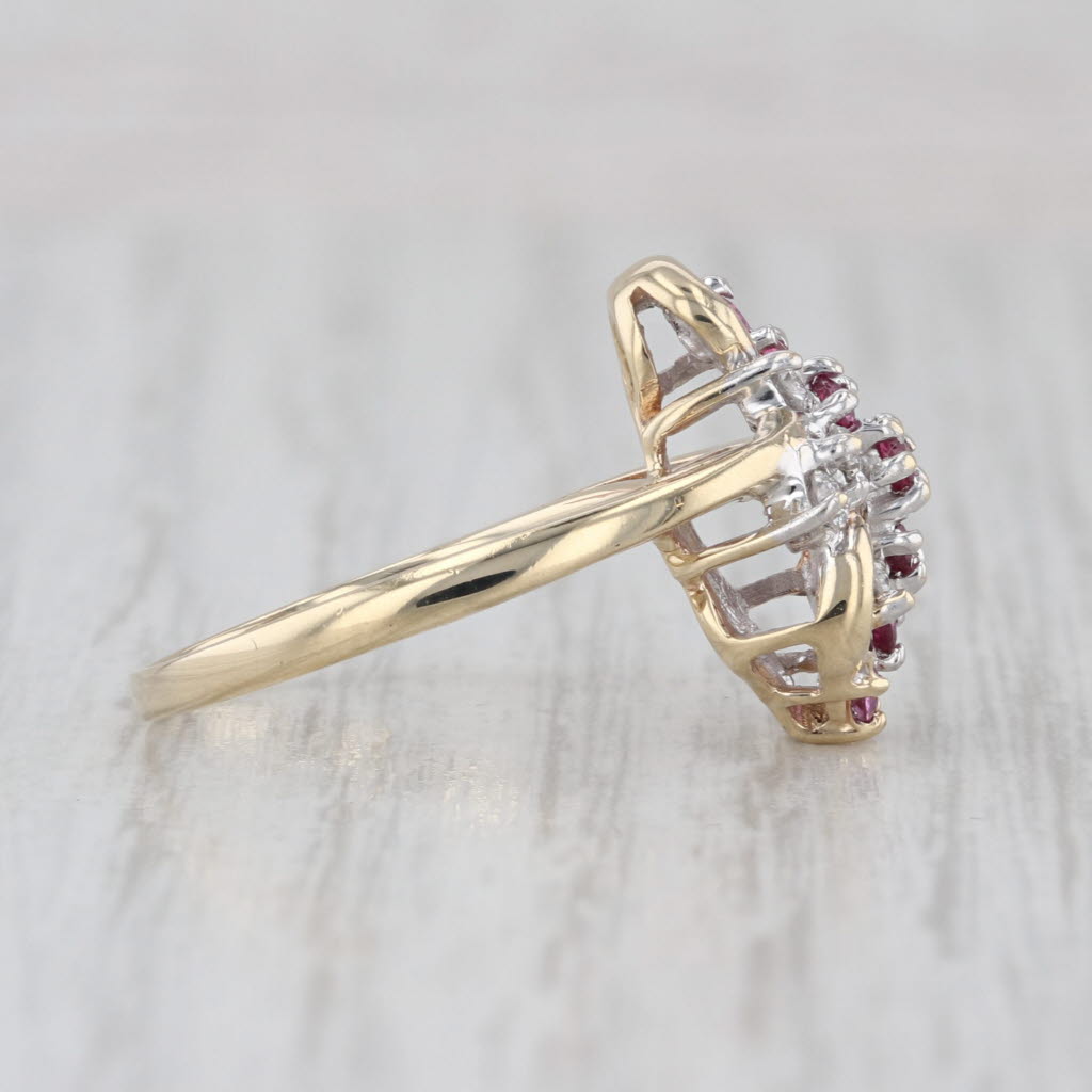 0.43ctw Ruby Diamond Cluster Ring 10k Yellwo Gold Size 6
