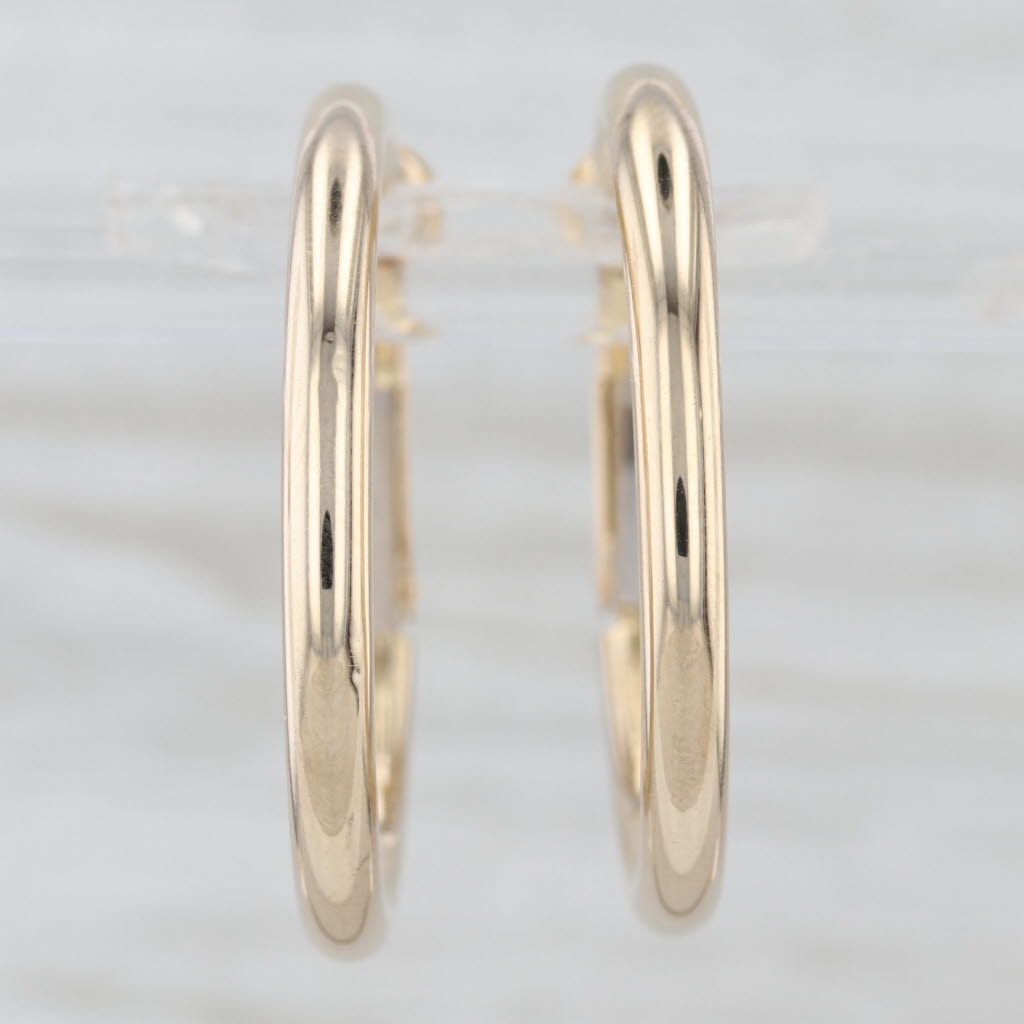 Round Hoop Earrings 14k Yellow Gold Snap Top Hoops 30.6 x 3.1mm