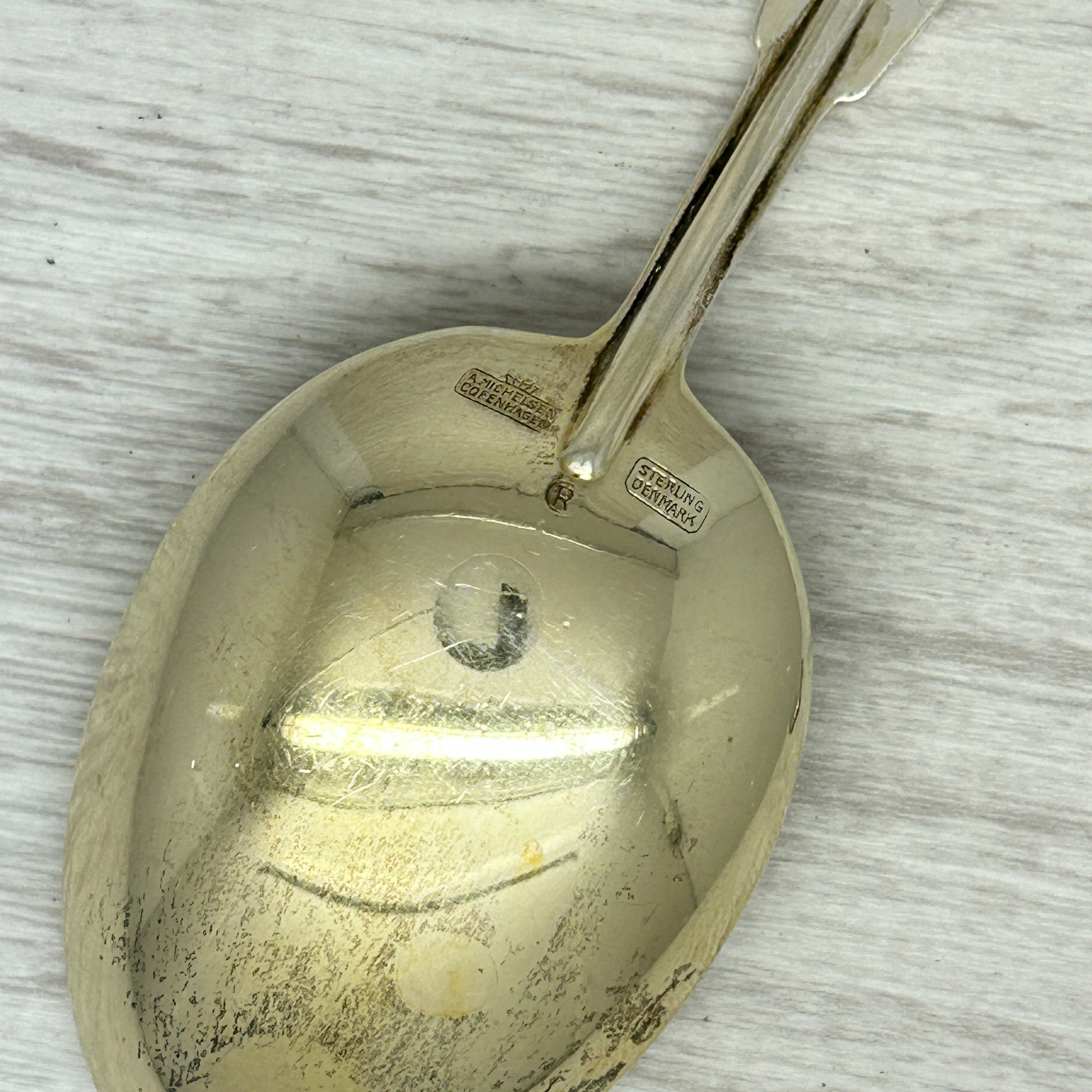 Gray Vintage 1945 Anton Michelsen Sterling Silver & Enamel Christmas Spoon Denmark