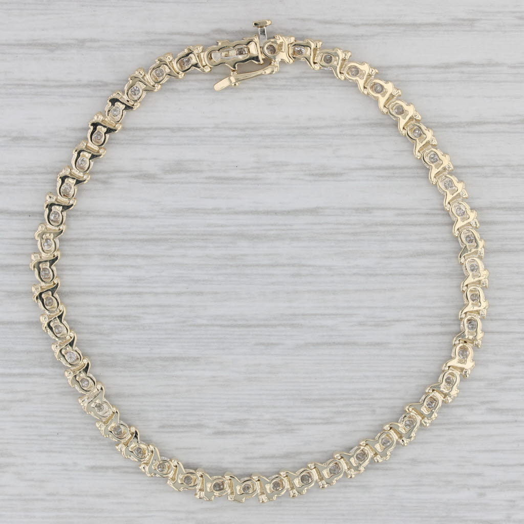 Gray 0.75ctw Diamond Tennis Bracelet 14k Yellow Gold 7.25"