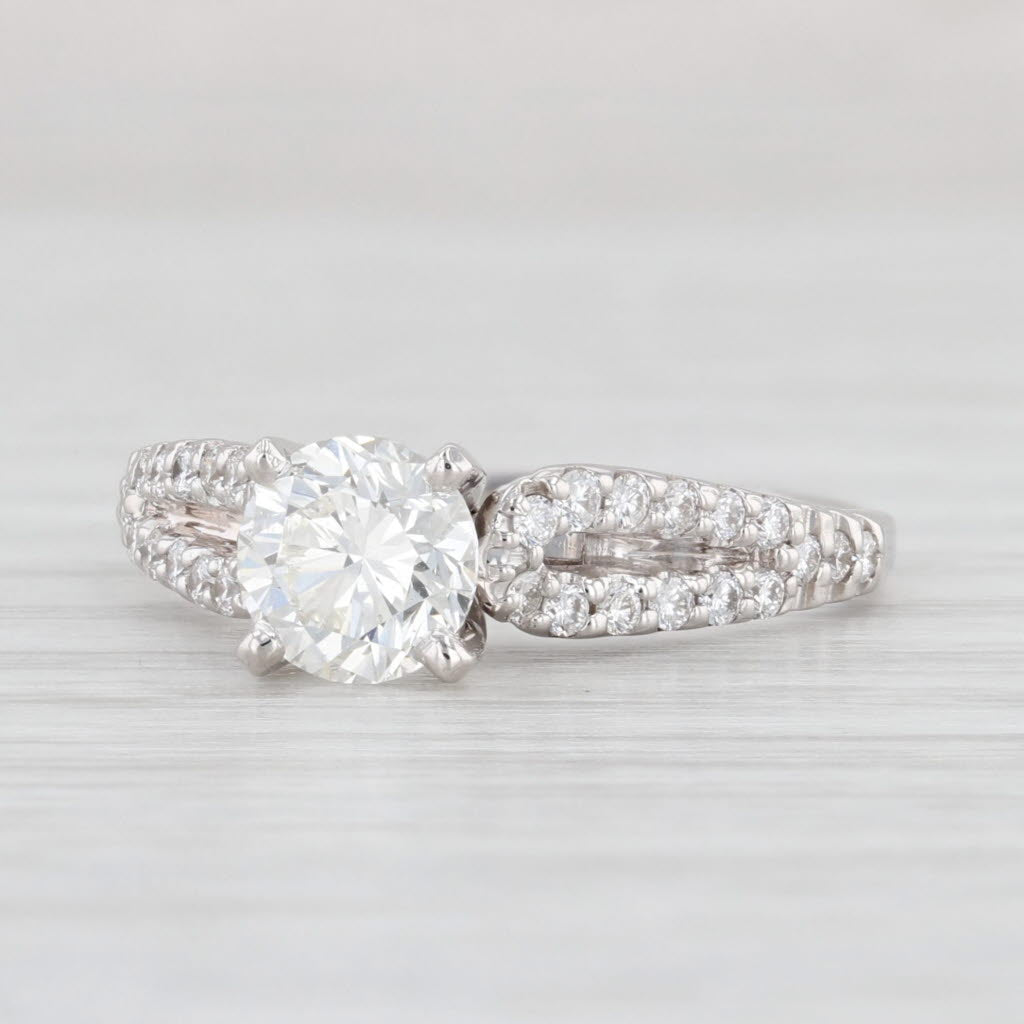 Light Gray 1.30ctw Round Diamond Engagement Ring 14k White Gold GIA Shane Co Size 7