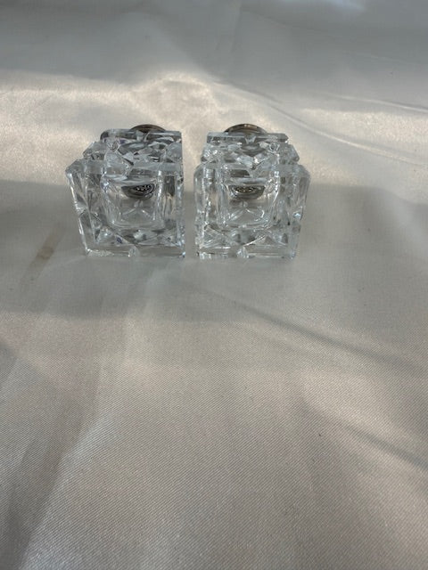 Small Salt & Pepper Shakers Sterling Silver Glass Guilloche Enamel Norway Hroar