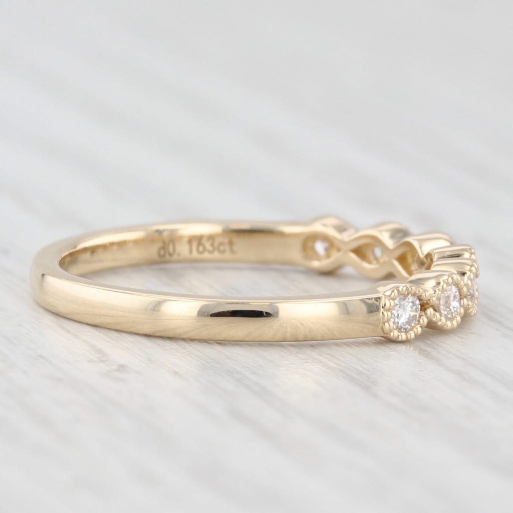 Light Gray New 0.16ctw Diamond Wedding Band 14k Yellow Gold Stackable Anniversary Ring 6.5