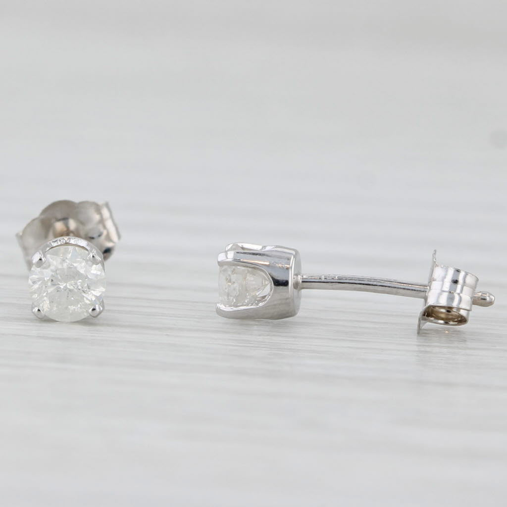 Light Gray 0.40ctw Round Diamond Solitaire Stud Earrings 14k White Gold
