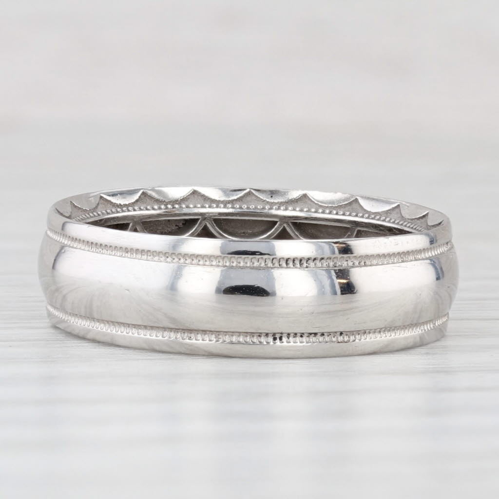 Light Gray Men's Wedding Band Platinum Reeded Edges Size 9 Tacori