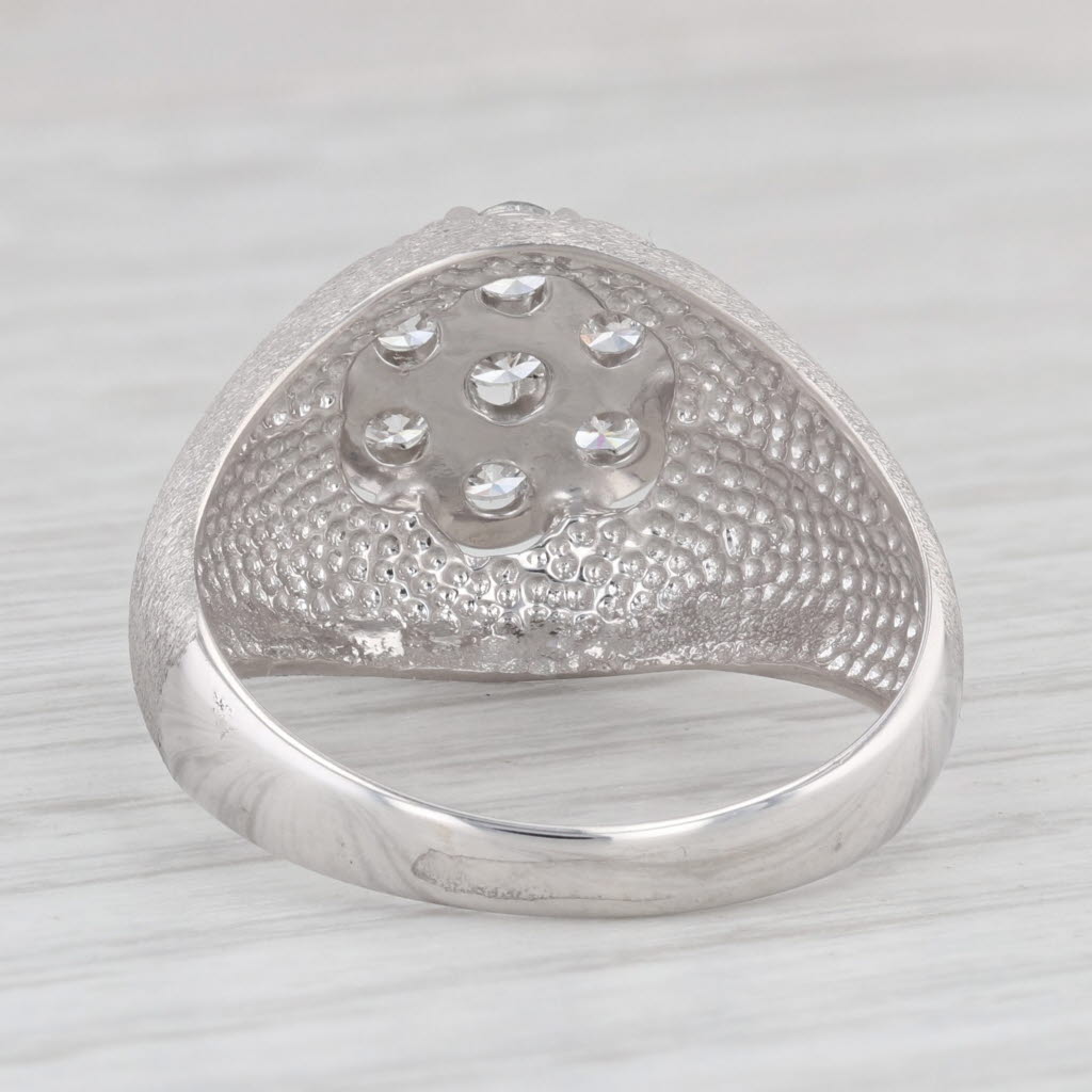 Light Gray 1ctw Diamond Cluster Belcher Settings Ring 14k White Gold Size 10.75 Vintage Men