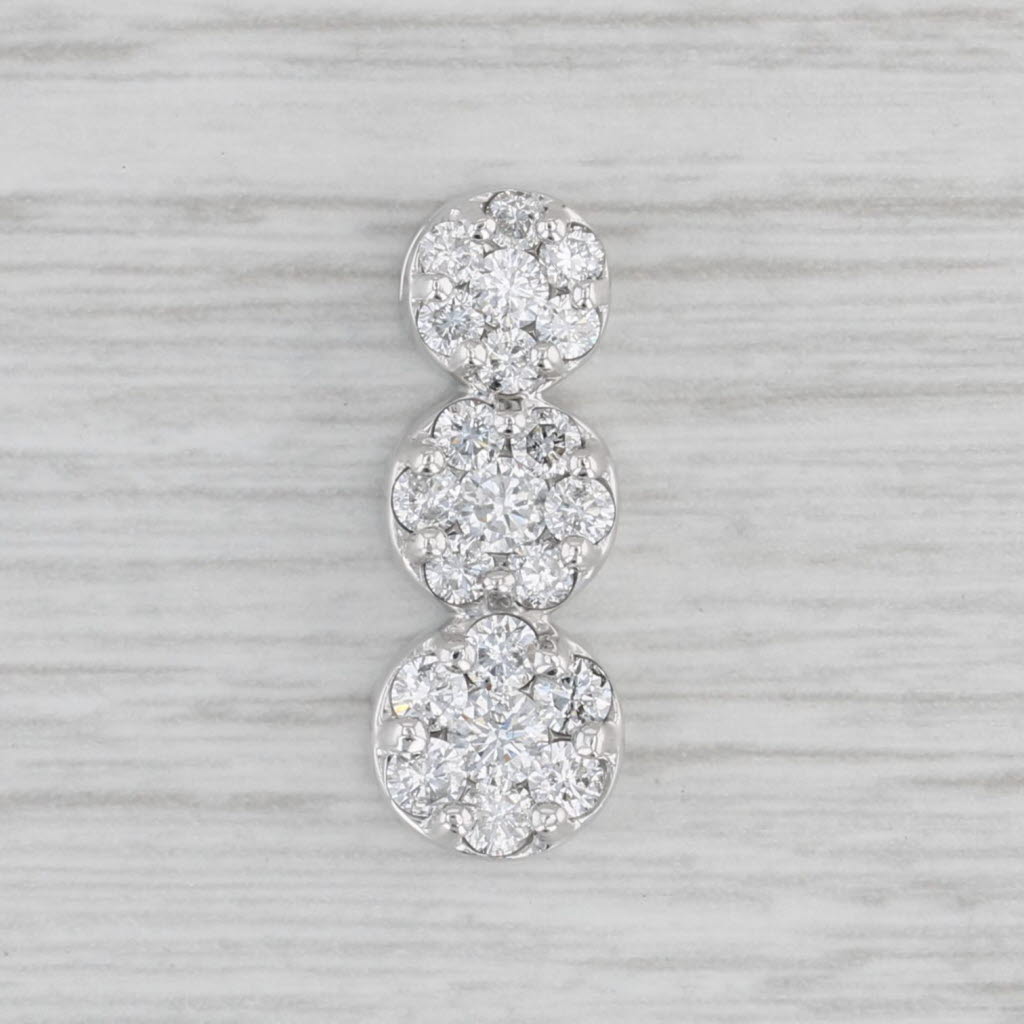 Light Gray 1ctw Diamond Journey Pendant 14k White Gold Floating