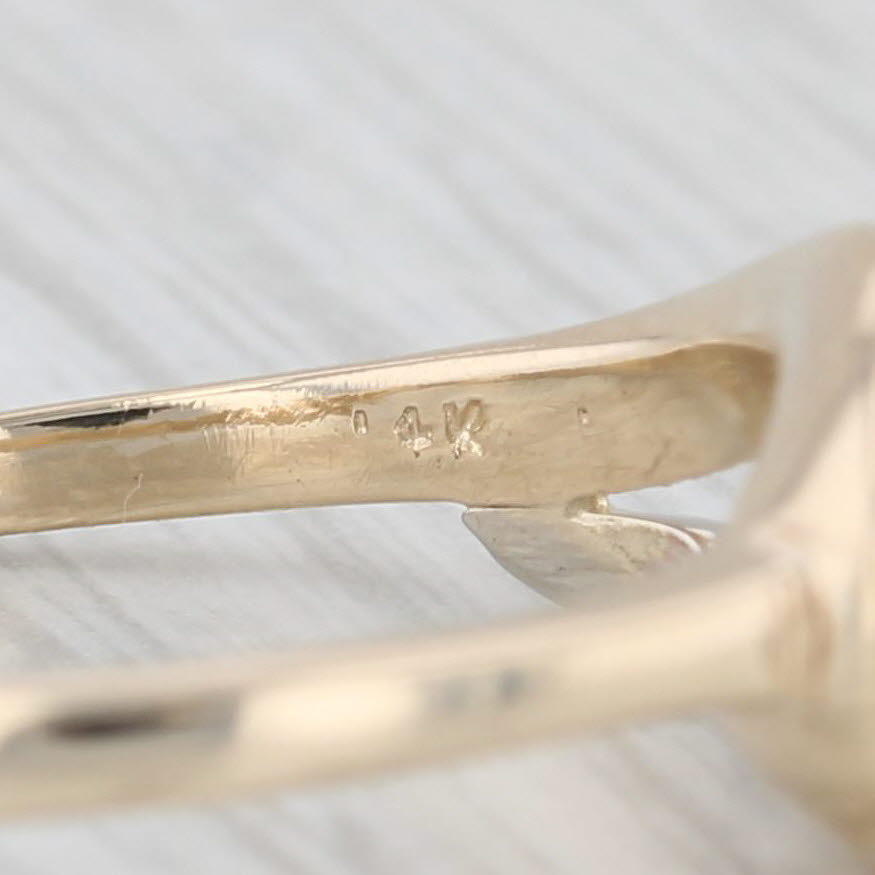 Light Gray Cultured Pearl Imitation Diamond Ring 14k Yellow Gold Size 7