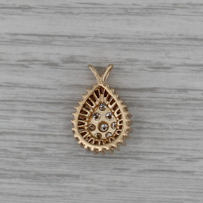 1.14ctw Diamond Halo Teardrop Pendant 14k Yellow Gold