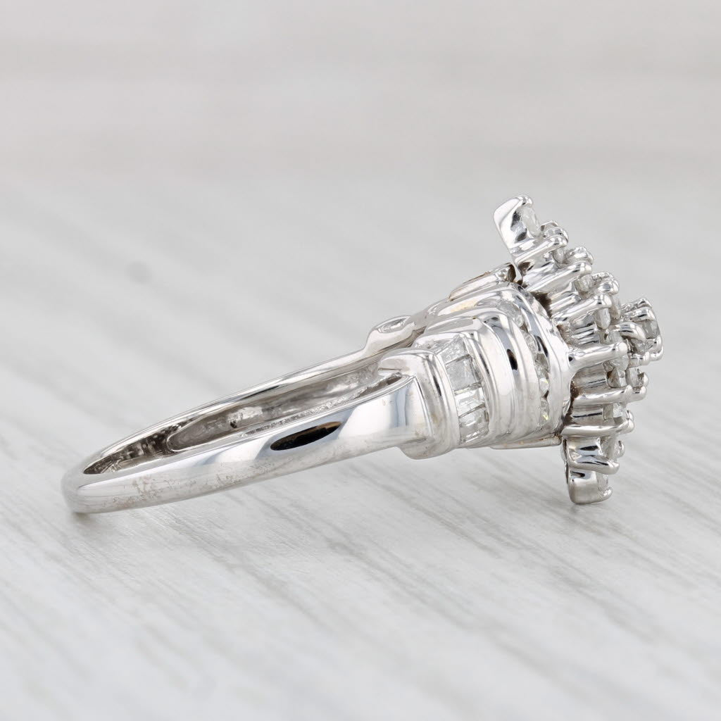 Light Gray 0.75ctw Diamond Cluster Ring 10k White Gold Size 6.75 Engagement