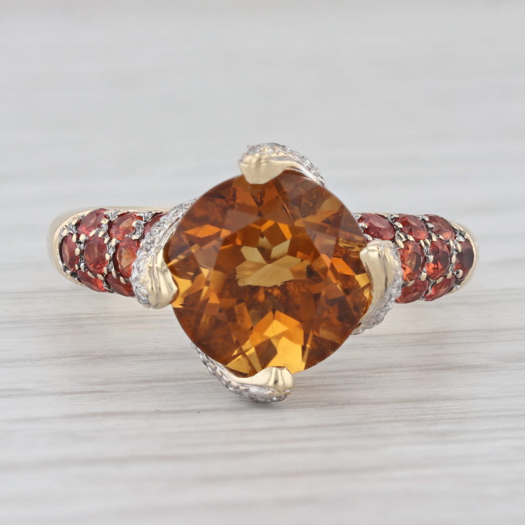 Light Gray 4.82ctw Citrine Lab Created Sapphire Diamond Ring 14k Yellow Gold Size 8.25