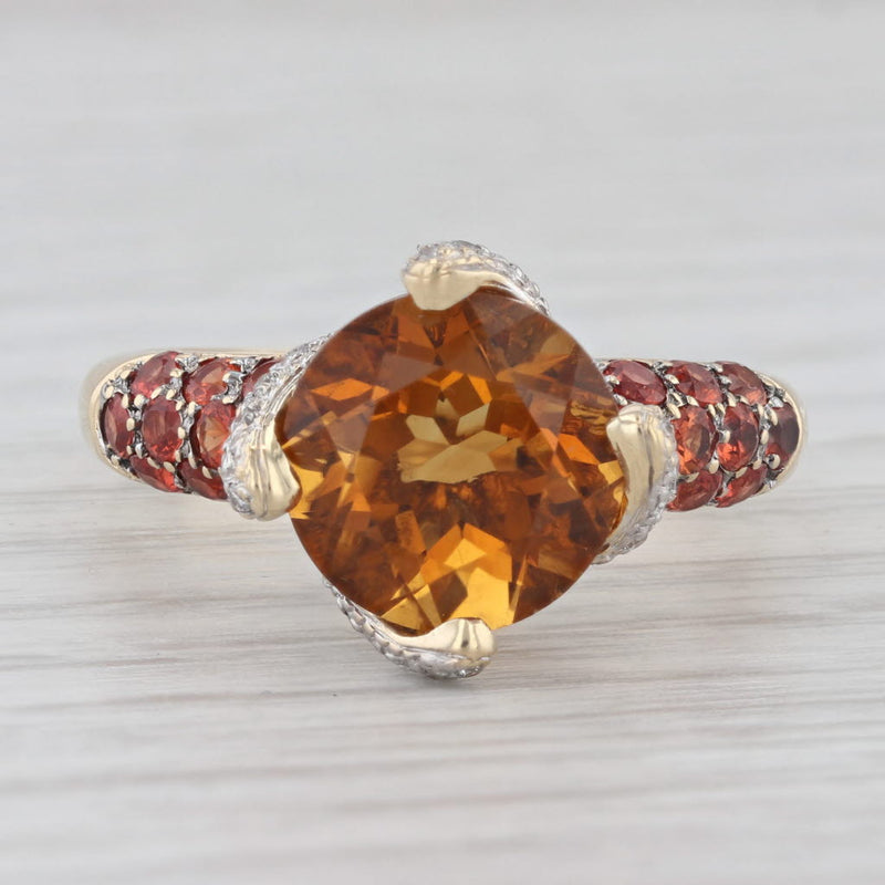 4.82ctw Citrine Lab Created Sapphire Diamond Ring 14k Yellow Gold Size 8.25
