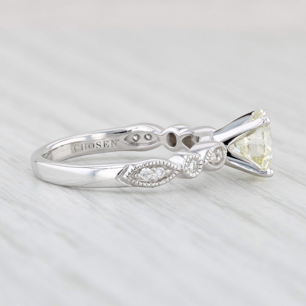 Light Gray 1.25ctw VS1 Round Diamond Engagement Ring 14k White Gold Size 5.25 GIA