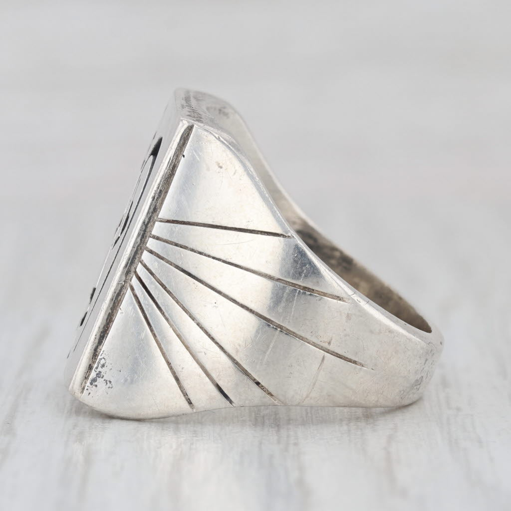 Kokopelli Large Signet Ring Sterling Silver Mitchel Sockyma Native American