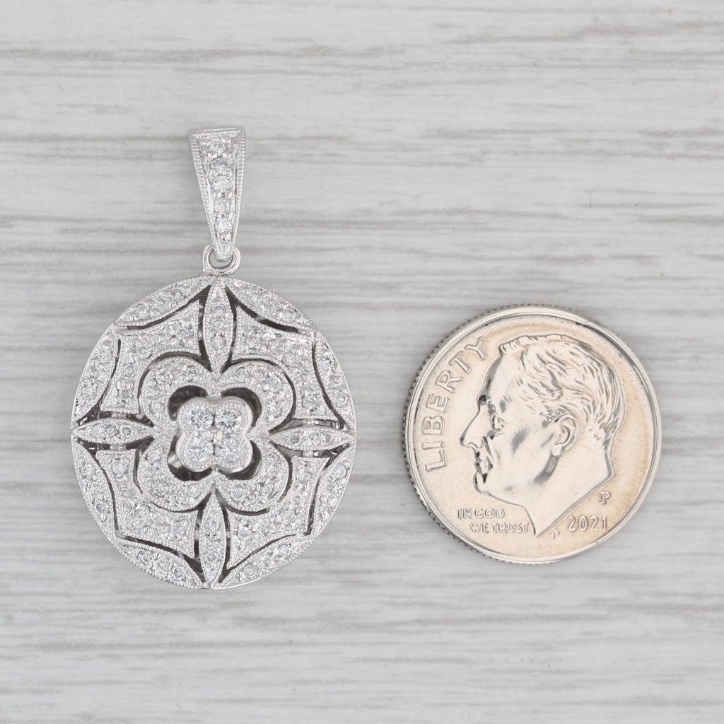 Gray 0.36ctw Diamond Flower Pendant 14k White Gold Diffuser Locket