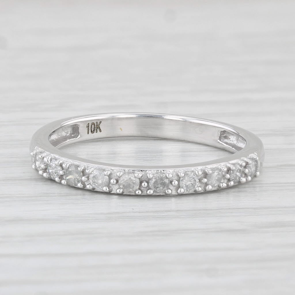 Light Gray 0.20ctw Diamond Wedding Band 10k White Gold Size 7 Stackable Ring Anniversary