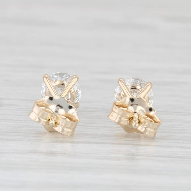 New 0.71ctw Lab Created Diamond Stud Earrings 14k Yellow Gold Round Solitaires
