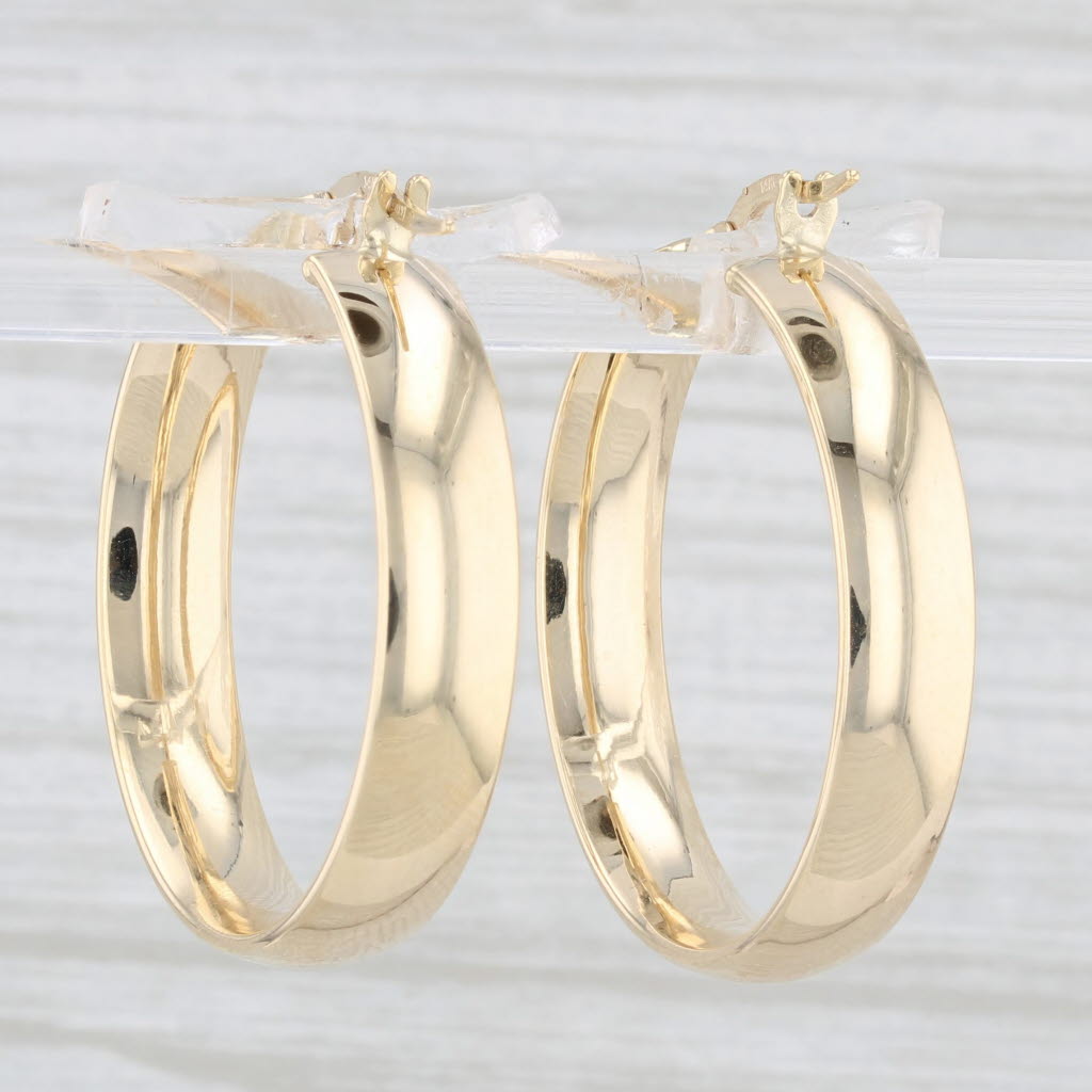 Light Gray New Hoop Earrings 14k Yellow Gold Round Hoops Pierced Snap Top 5.7x 30mm