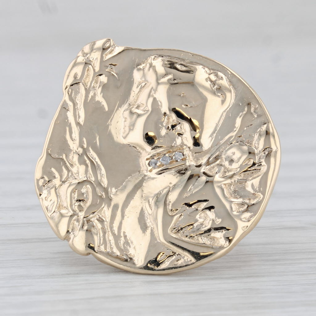Gray Diamond Figural Cameo Style Ring 14k Yellow Gold Size 6 Statement