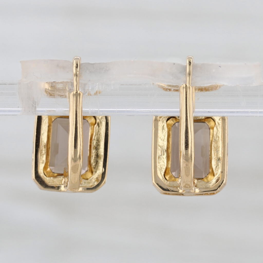 2.80ctw Smoky Quartz Drop Earrings 18k Yellow Gold Lever Backs