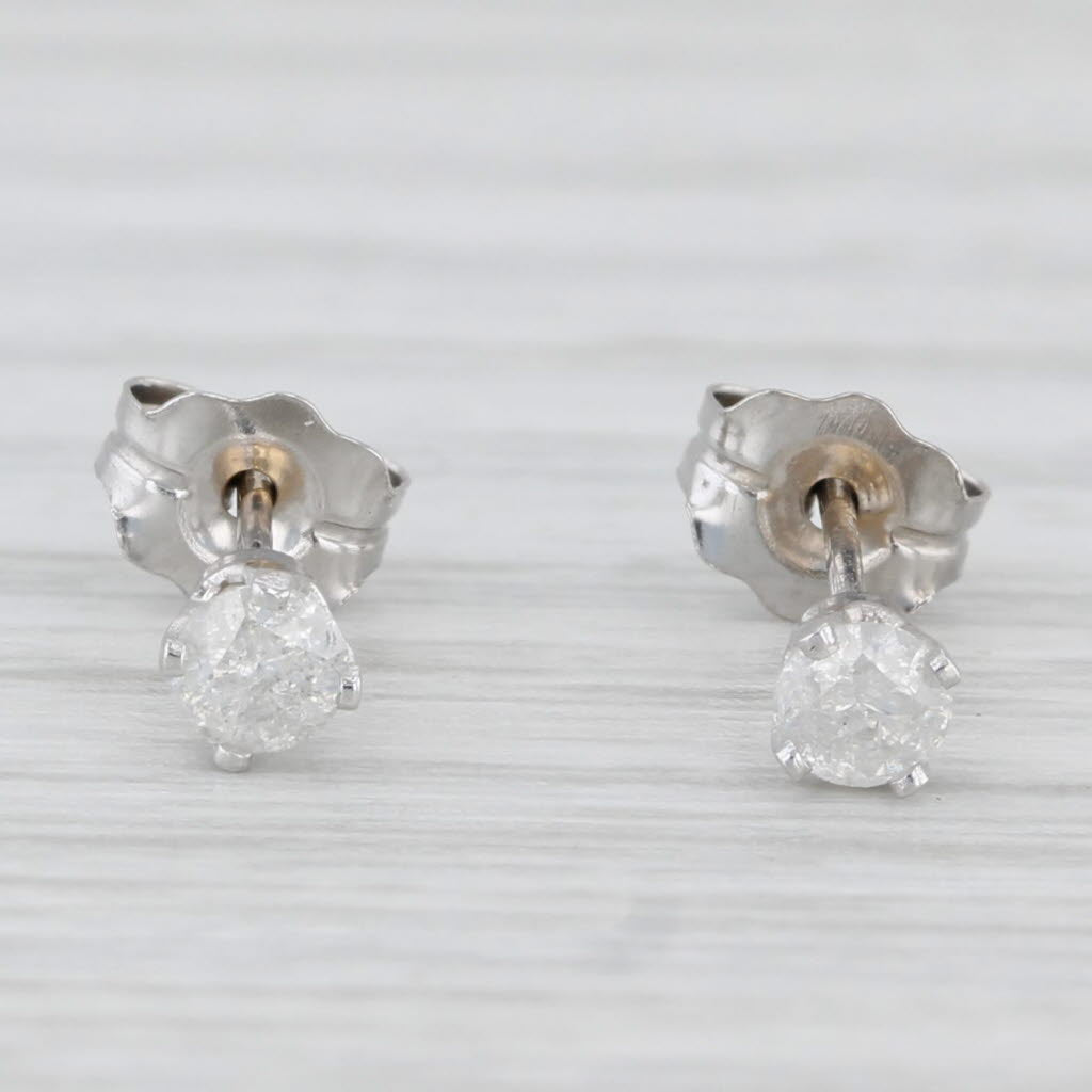 Light Gray 0.18ctw Diamond Round Solitaire Stud Earrings 14k White Gold