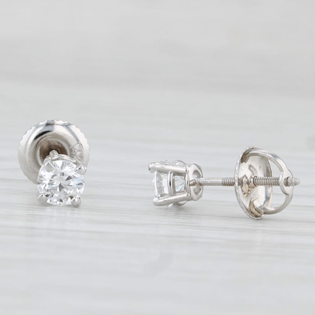 Light Gray 0.50ctw Diamond Solitaire Stud Earrings 14k White Gold VS2 Round Brilliant