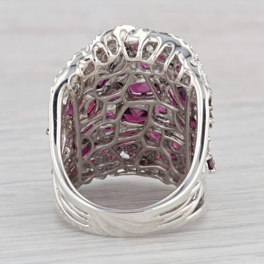 Light Gray 12 ctw Garnet Zircon Abstract Statement Sterling Cluster Ring Size 8