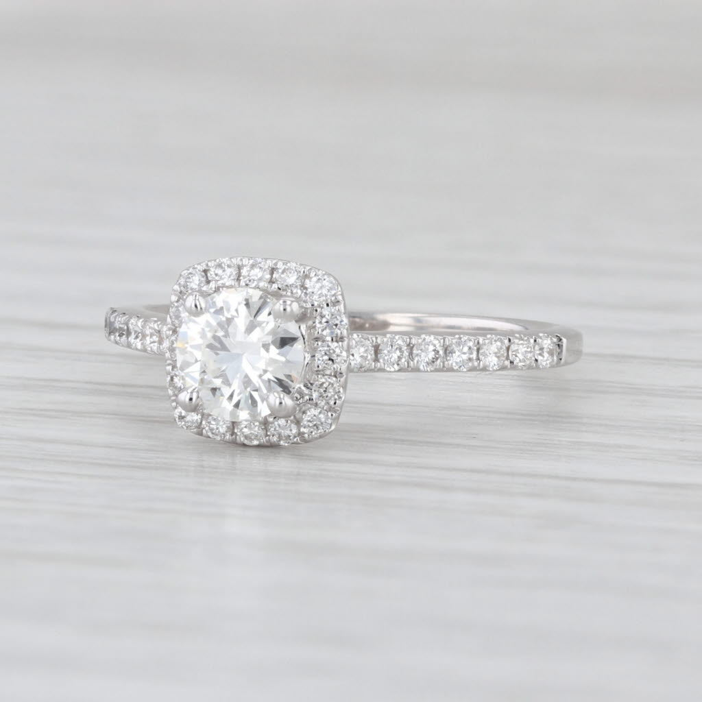 0.60ctw Round Diamond Halo Engagement Ring 14k White Gold Size 6.5