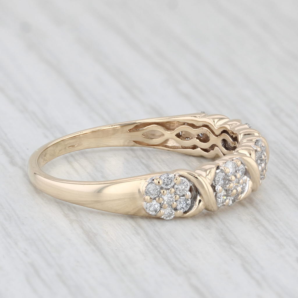 Light Gray 0.50ctw Diamond Clusters Ring 10k Yellow Gold Size 10.25 Wedding Anniversary