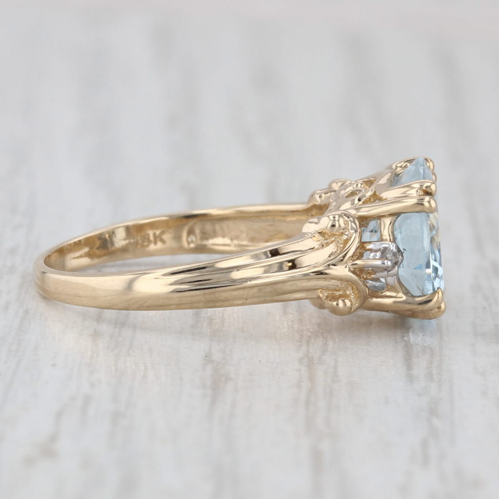 3.83ctw Oval Aquamarine Diamond Ring 14k Yellow Gold Size 8