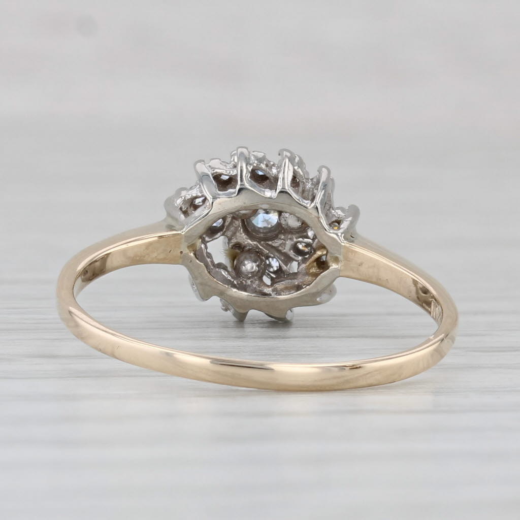 Light Gray 0.18ctw Diamond Cluster Ring 10k White Yellow Gold Engagement Size 9.25