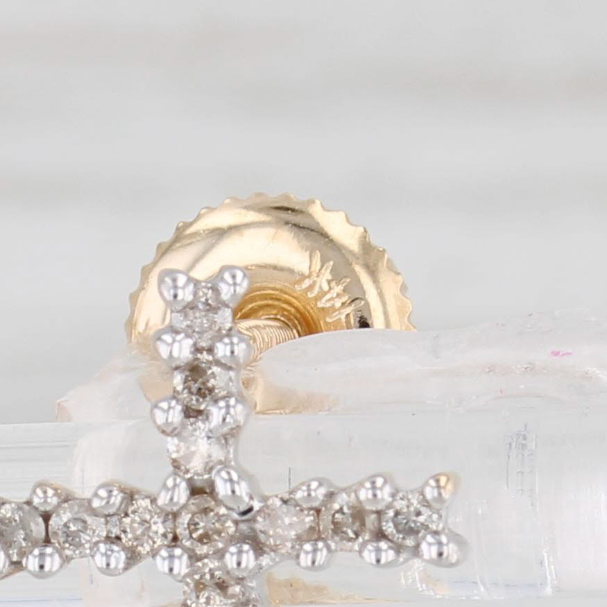 Light Gray 0.16ctw Diamond Cross Stud Earrings 10k 14k Yellow Gold Screw Back Pierced