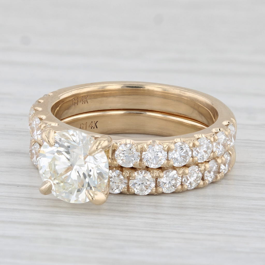 Light Gray New 3.12ctw Diamond Engagement Ring Wedding Band Bridal Set 14k Gold GIA