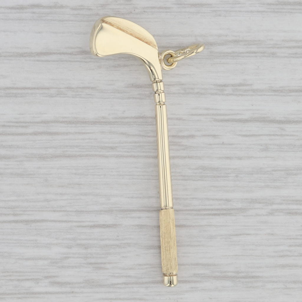 Gray Cultured Pearl Golf Club Pendant 14k Yellow Gold Charm