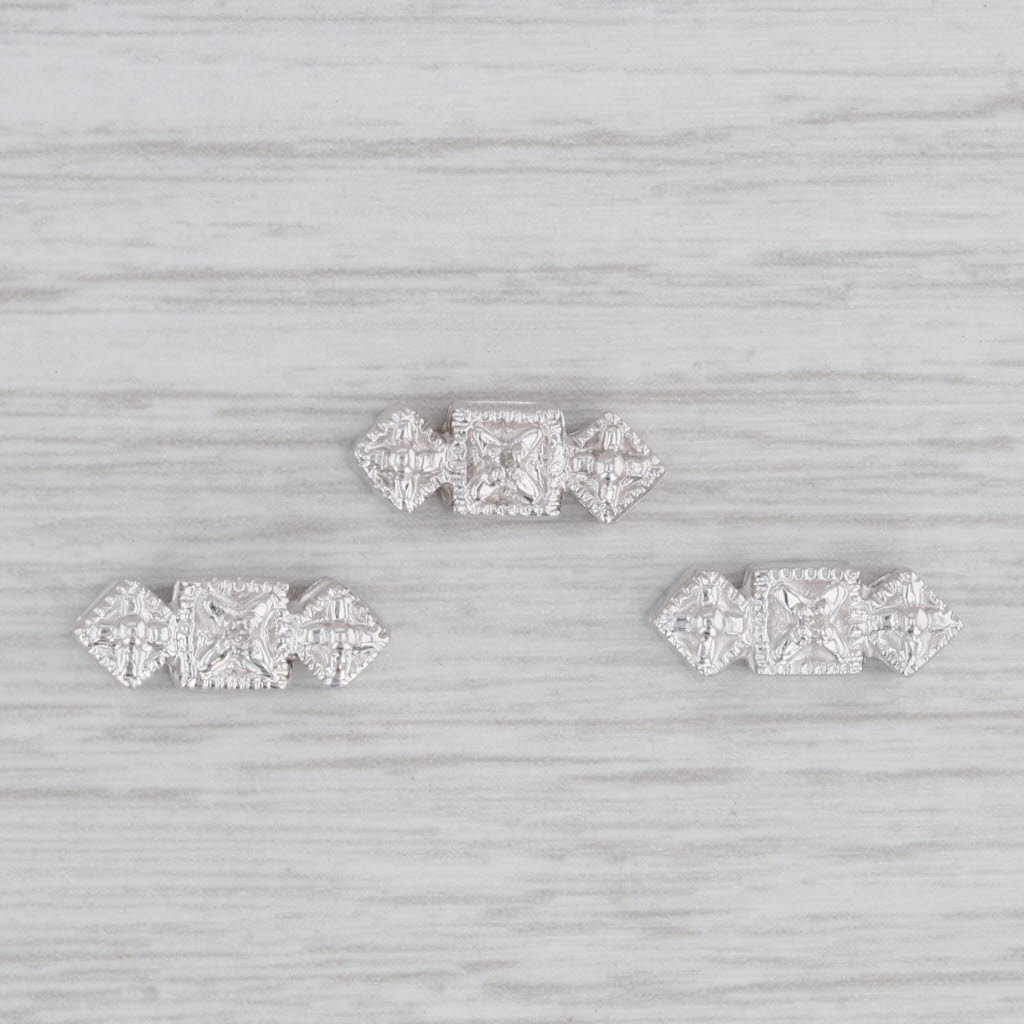 Light Gray Diamond Slide Bracelet Charms Spacers Set of 3 14k Gold Richard Klein Vintage