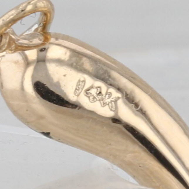 Italian Horn Pendant 14k Yellow Gold Good Luck Talisman Charm