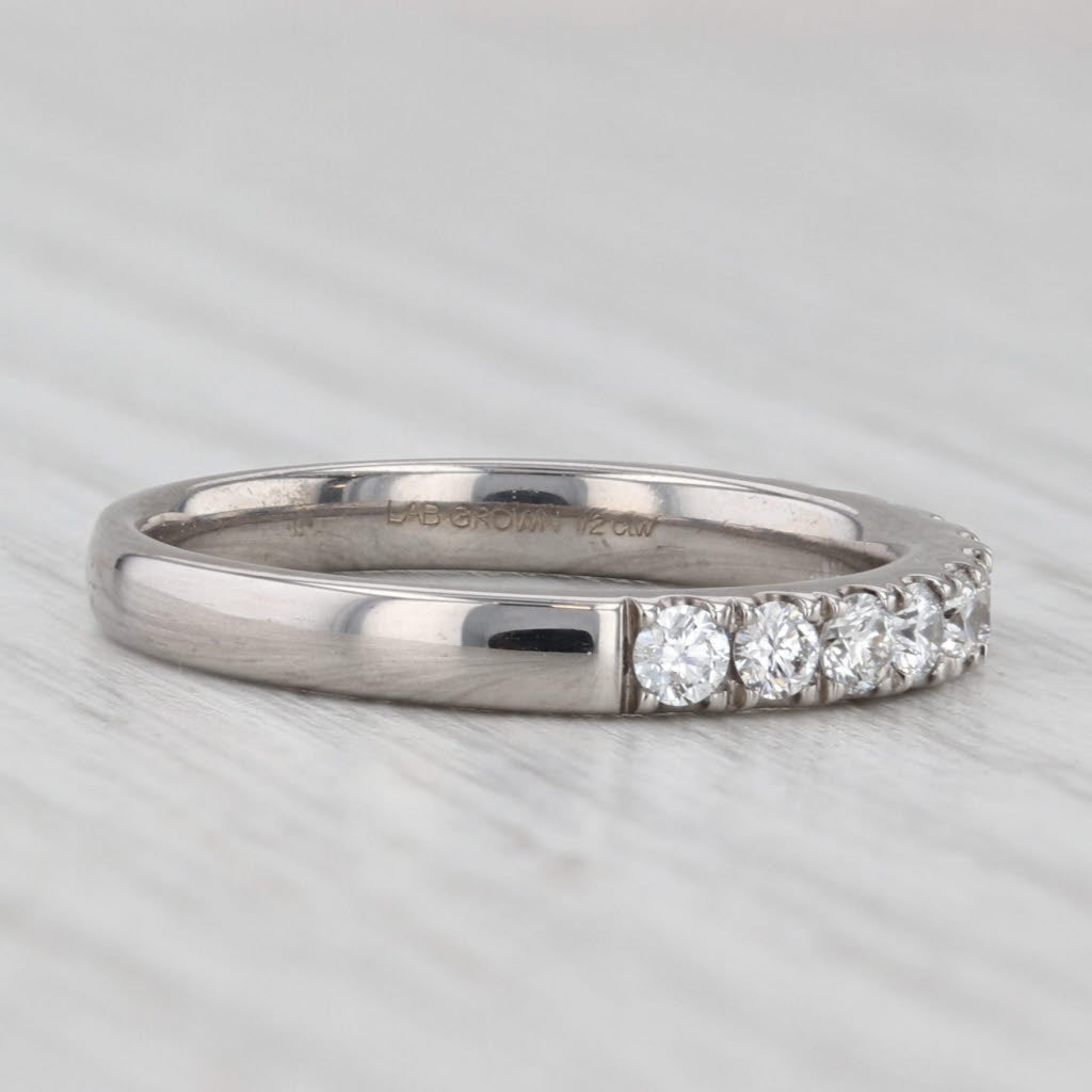 Light Gray 0.50ctw Lab Grown Diamond Wedding Band 14k White Gold Size 7 Ring Stackable