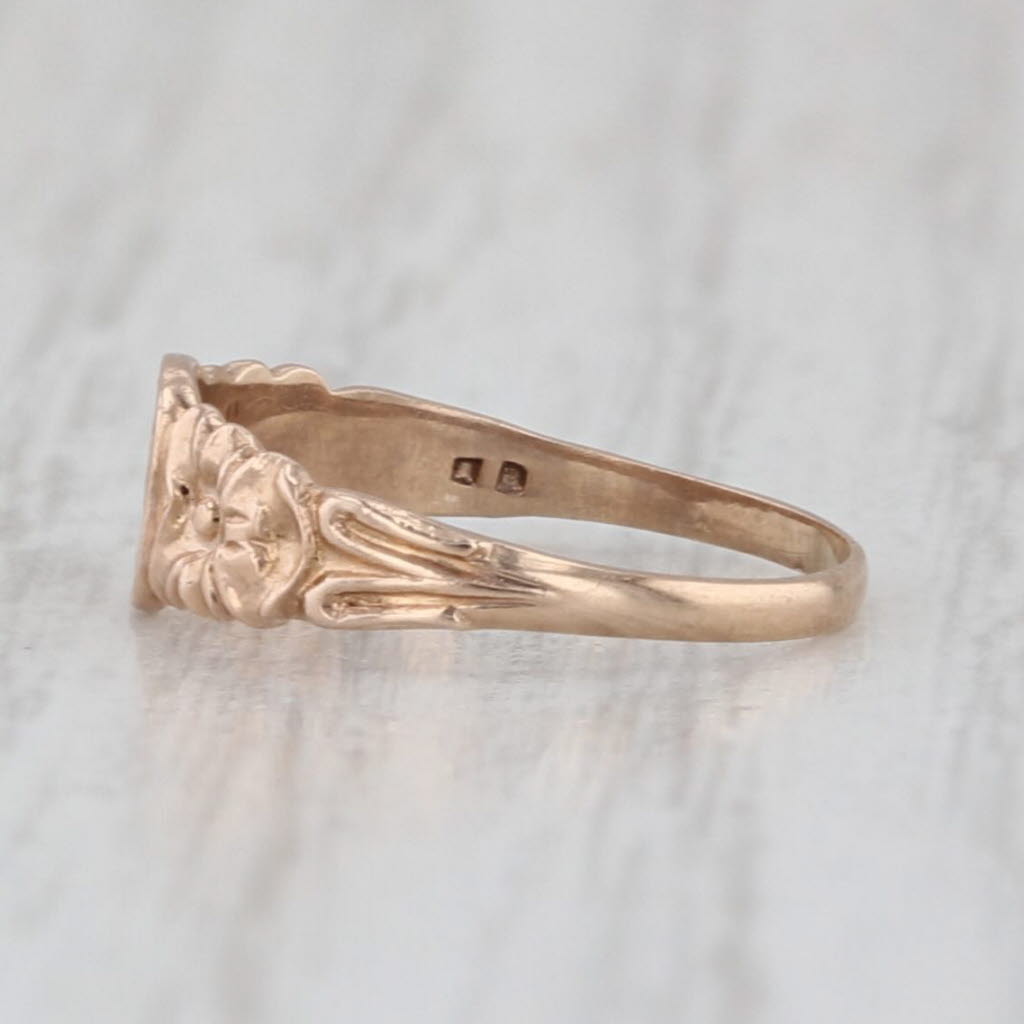 Engraved Initial Letter W Signet Ring 6k-8k Yellow Gold Antique Band