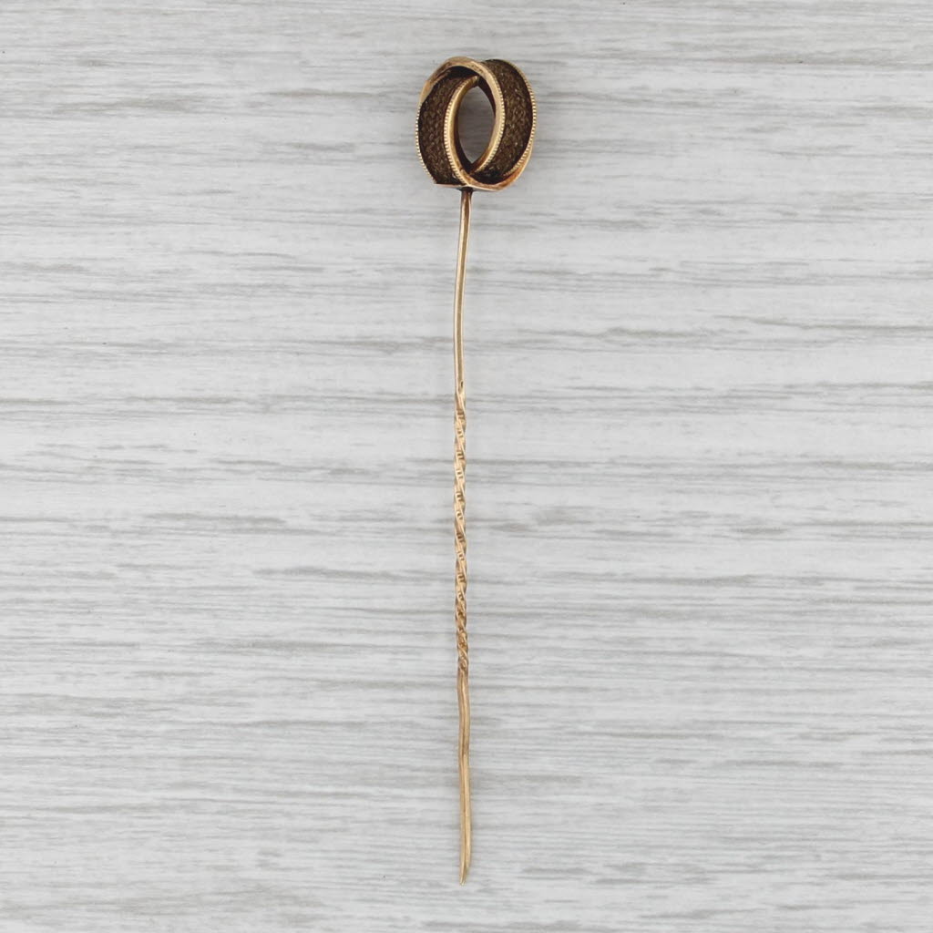 Victorian Linked Circles Stickpin 12k -17k Yellow Gold Antique Pin