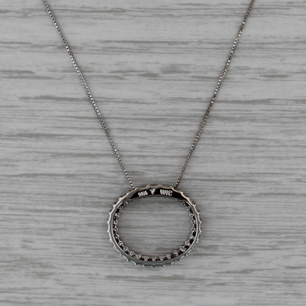 0.45ctw Diamond Eternity Oval Pendant Necklace 14k White Gold 18.75" Box Chain