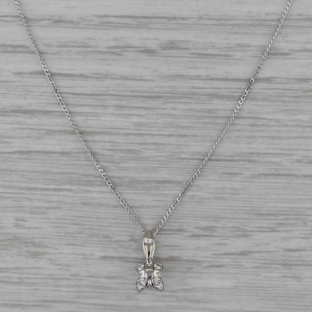 0.57ctw Princess Diamond Pendant Necklace 14k White Gold Adjustable Curb Chain