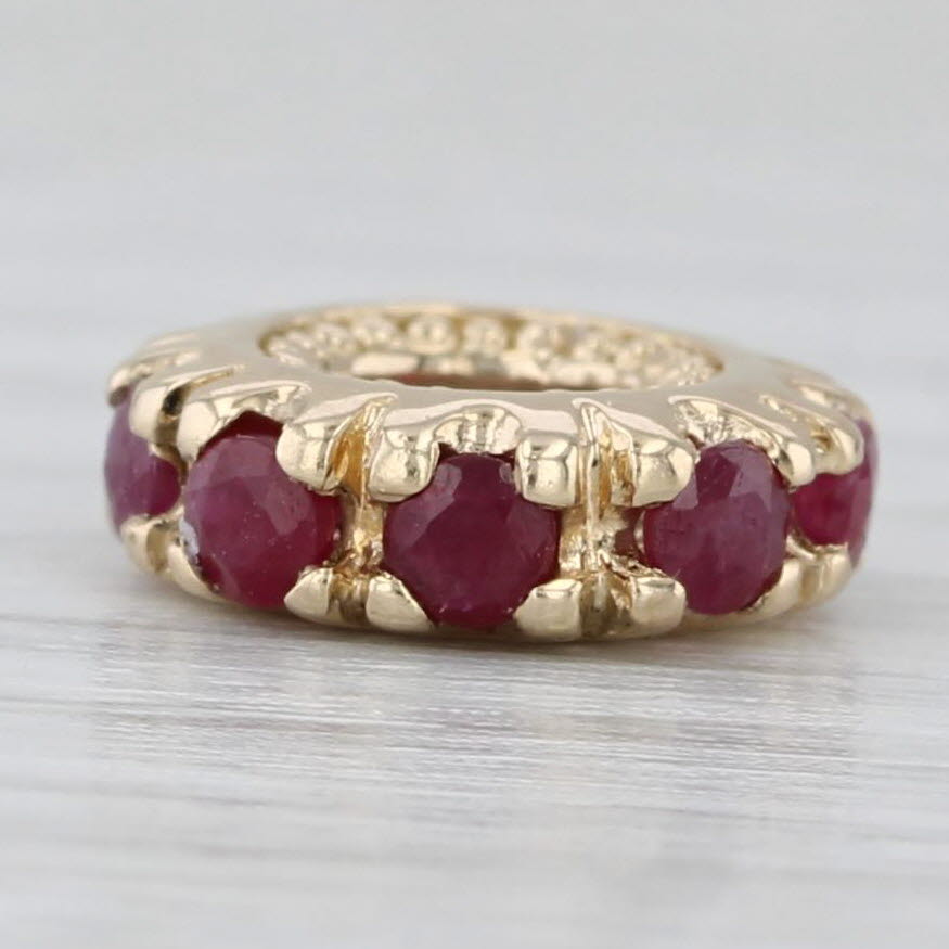 Light Gray Small 0.45ctw Ruby Bead Spacer Charm 14k Yellow Gold Rondel