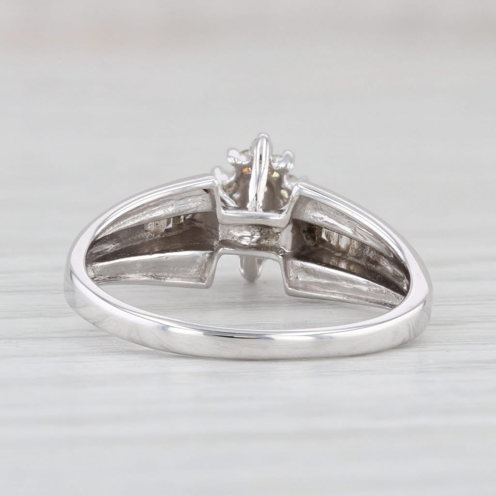 Light Gray 0.24ctw Diamond Cluster Engagement Ring 10k White Gold Size 6.5 Cathedral Band