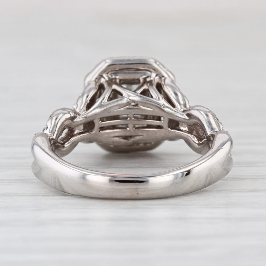 1.55ctw Diamond Halo Engagement Ring 14k White Gold Size 6 Celebration Grand