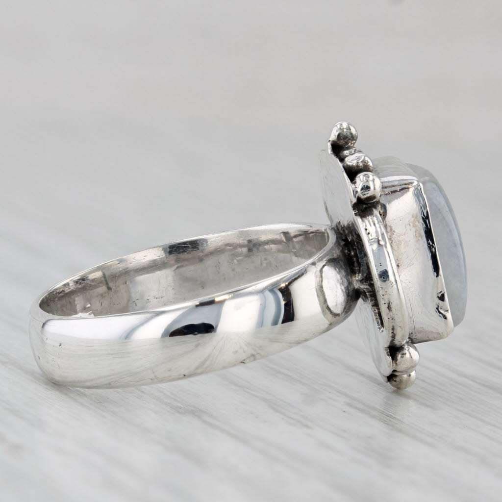 Gray Labradorite Moonstone Ring Sterling Silver Size 8.75
