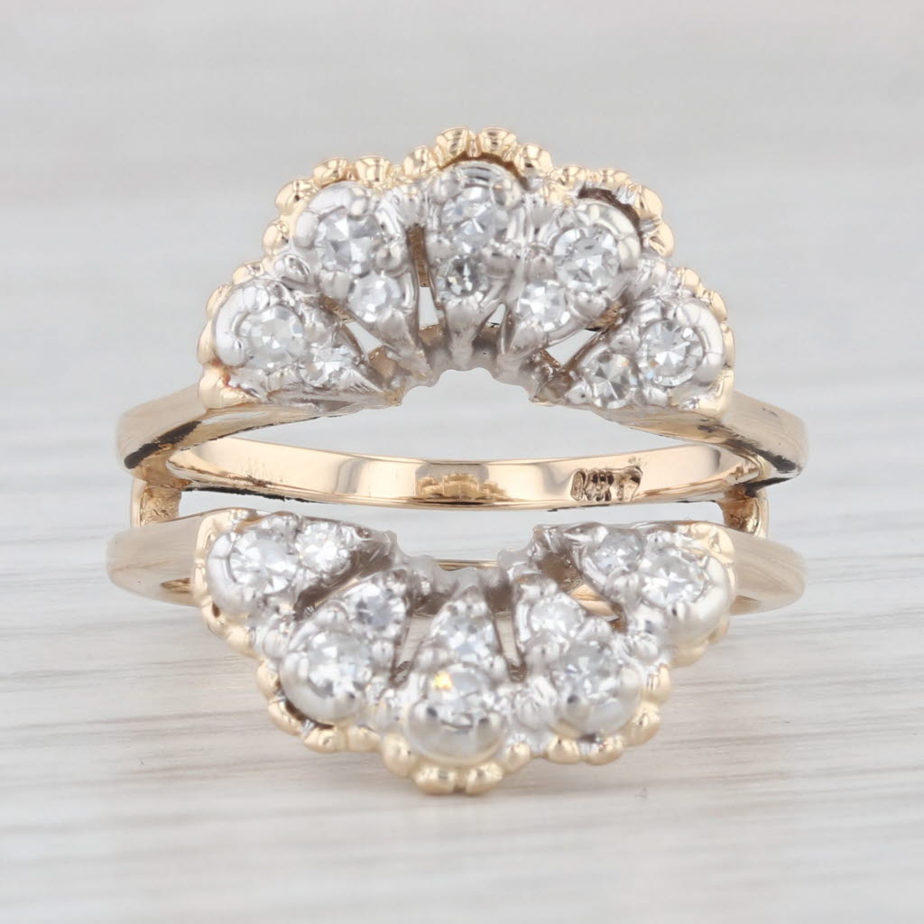 Light Gray 0.40ctw Diamond Ring Jacket Guard 14k Yellow Gold Size 6.5 Bridal